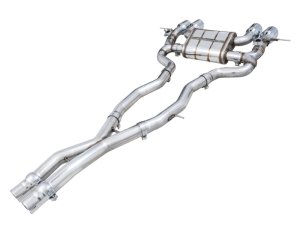 BMW M4 Performance Exhaust - AWE Tuning - SwitchPath Cat-Back, dual 3 in piping, quad 4.5 in double-walled slash-cut tips, valve-controlled with 180 Technology, 50-state emissions compliant - Chrome Silver Tips - `21-`27